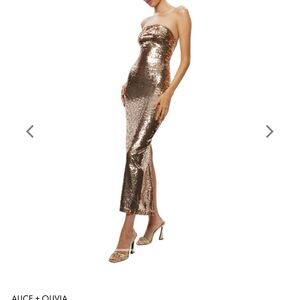 Alice + Olivia Metallic Strapless Dress